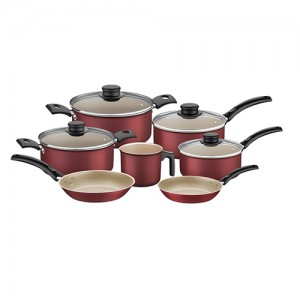 Conjunto de Panelas de Alumínio com Revestimento Interno de Antiaderente Starflon Turim Vermelha 7pçs - Tramontina