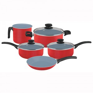 Conjunto de Panelas de Alumínio com Revestimento Cerâmico Quebec Vermelho 5pçs - Tramontina