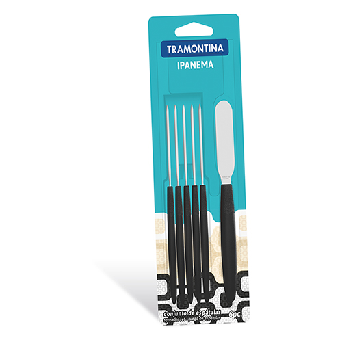 Conjunto Espátula para Manteiga Ipanema Preto 6pçs - Tramontina