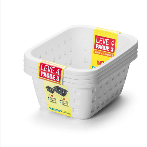Conjunto de Cestos Pequenos 1,4L Branco 4pçs - Ordene