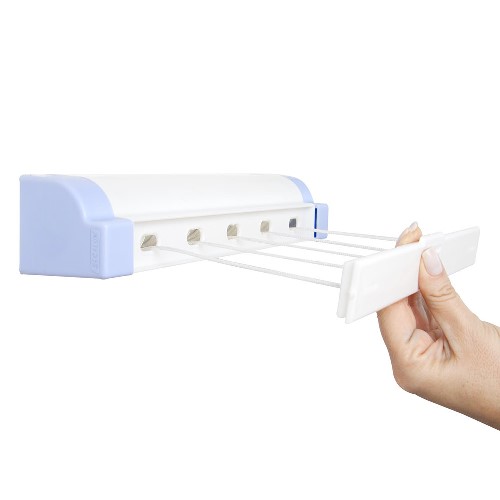 Varal Automático 5 Cordas de 4,1m Branco c/ Azul Claro - Secalux