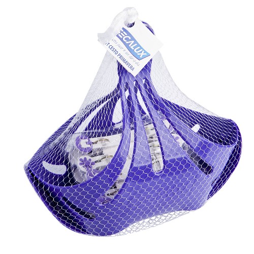 Cestinho Primavera com 10 Prendedores para Roupa Happy Days Roxo - Secalux