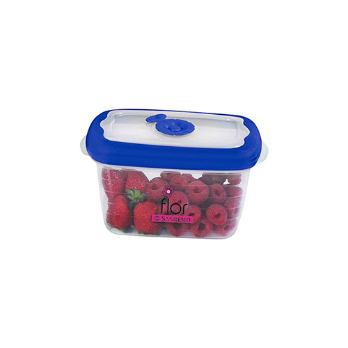 Pote Plástico Retangular Hermético Flor Azul 700ml - Sanremo