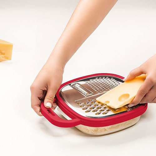 Ralador Inox com Pote Plástico Vermelho - Sanremo