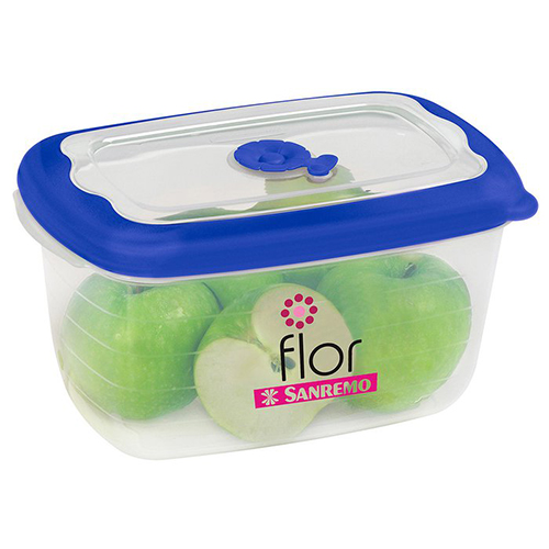 Pote Plástico Retangular Hermético Flor Azul 2,3L - Sanremo