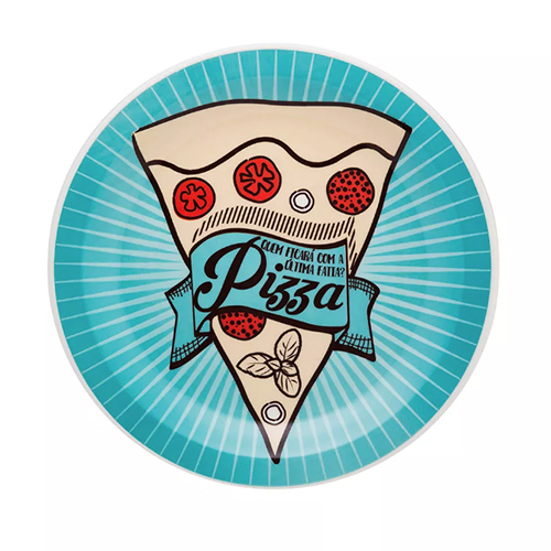 Prato Raso de Porcelana Pizza Blue 26cm - Oxford