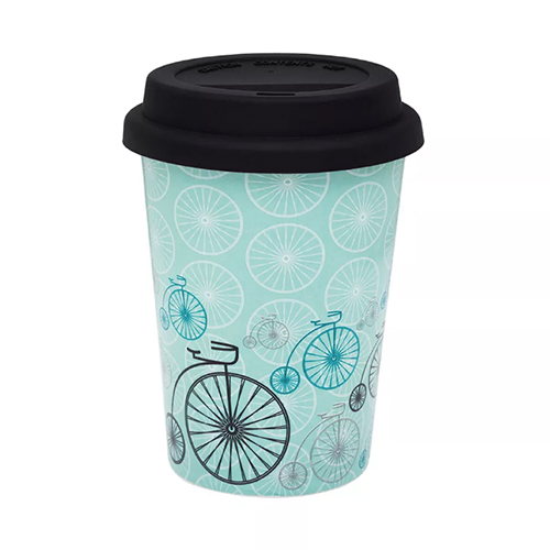 Copo Trip de Porcelana c/ Tampa Silicone Bike 300ml - Oxford