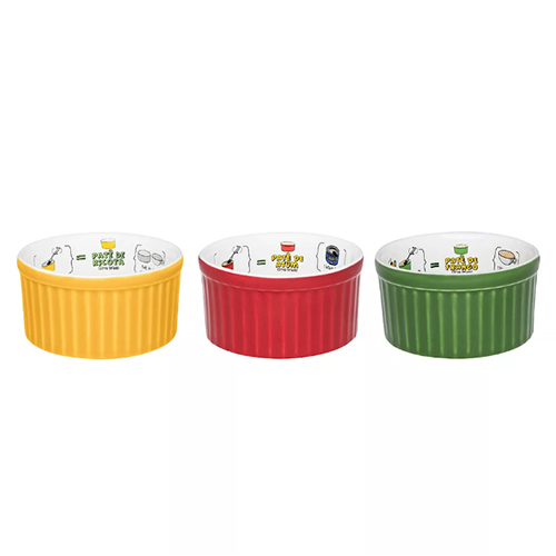Conjunto de Tigelas Ramequins de Cerâmica Sortidas c/ Receitas de Patê 180ml 3pçs - Oxford