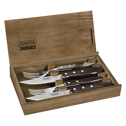 Conjunto de Talheres para Churrasco Jumbo 5" Polywood Castanho 4pçs - Tramontina