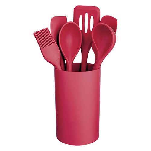 Conjunto de Utensílios Gadgets de Silicone Vermelho 7pçs - Euro Home