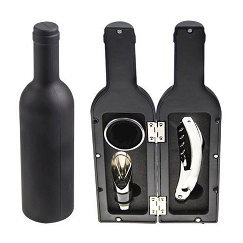 Kit para Vinho c/ Abridor Saca Rolha Colarinho Case Garrafa e Dosador 3pçs - Gift
