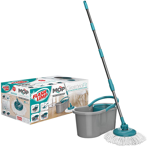 Mop Giratório Fit Cinza e Verde - Flashlimp