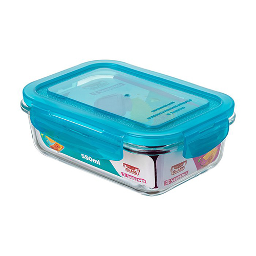 Pote de Vidro Retangular Hermético Special Glass Azul 550ml - Sanremo