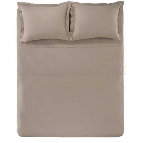 Jogo de Cama Casal 180 Fios Percal 100% Algodão Liss Taupe 4pçs - Karsten