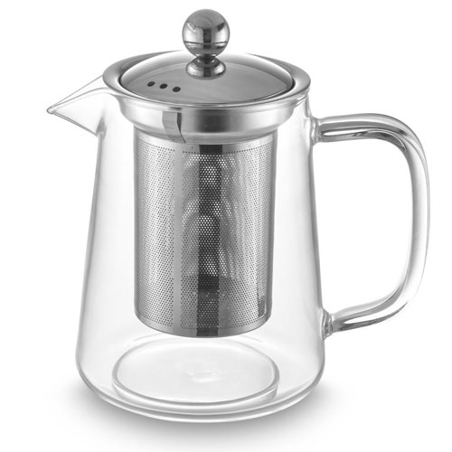 Bule para Chá em Vidro e Aço Inox com Infusor 800ml - Oxford