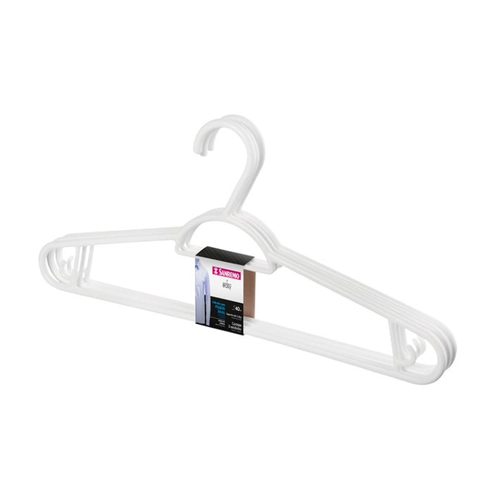 Pack de Cabides Plásticos Pendura Mais Easy Branco 3pçs - Sanremo