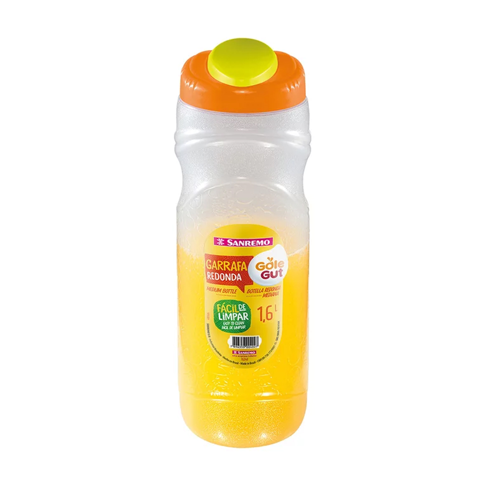 Garrafa Plástica Redonda Gole Gut Laranja 1,6L - Sanremo