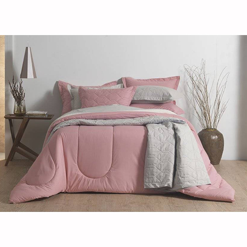 Jogo de Cama Casal 180 Fios Percal 100% Algodão Liss Rosa 4pçs - Karsten