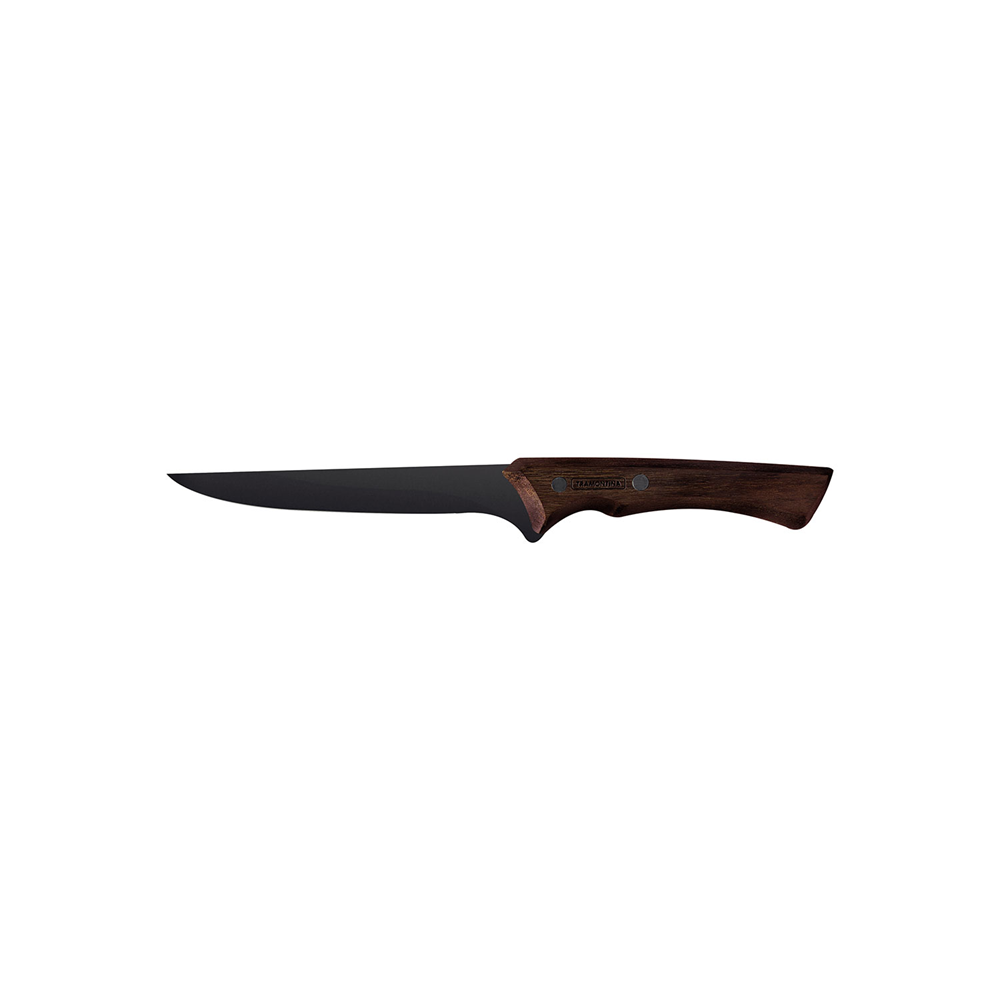 Faca para Desossar Churrasco Black com Lâmina em Aço Inox Escurecido e Cabo de Madeira 6pol - Tramontina
