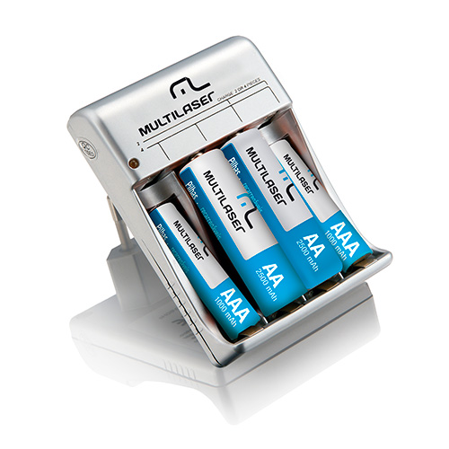 Carregador de Pilhas 2x AA + 2x AAA - Multilaser