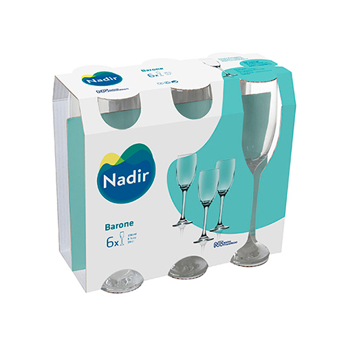 Jogo de Taças Barone para Champagne 190ml com 6 - Nadir