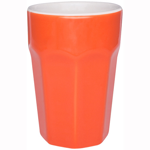 Copo de Cerâmica Grande 300ml Laranja e Branco - Oxford