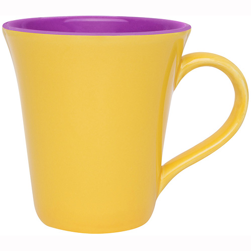 Caneca Tulipa de Cerâmica Amarela e Violeta 330ml - Oxford