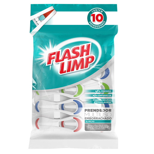 Prendedor Emborrachado Multiuso 10pçs - Flashlimp